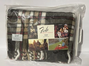 Faribo Woolen Mills Vintage Plaid Fringe Throw Blanket Tan Brown Red 50"×60" - Picture 1 of 4