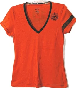 Fox Racing Women's Short Sleeve Blk Stripe V-neck T-shirt Women Med - Picture 1 of 4