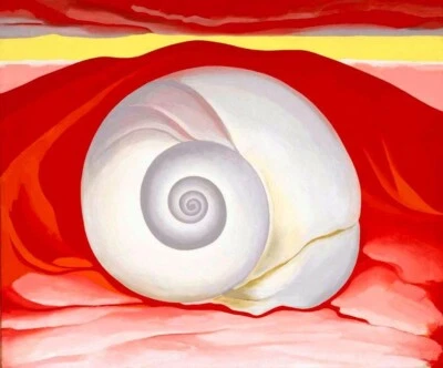 Red Hill and White Shell Georgia O’Keeffe 1923 American Modernist Glowing Print - Image 1 of 2