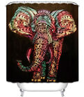Elephant Black Shower Curtain Colorful Tribal Design Pattern