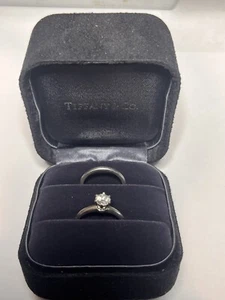 Tiffany & Co. Round Brilliant Diamond 0.57 CT Solitaire and Band Ring Size 5.25 - Picture 1 of 15