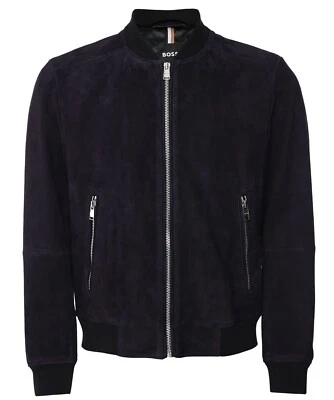 Hugo Boss Men's Suede Bomber Jacket In Navy Size S UK 36 RRP £489 - Image 1 of 4