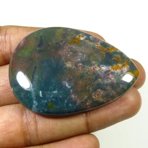 Natural Bloodstone Cabochon 49x37 mm Handmade Pear Smooth Gemstone 95 Cts BO-126 - Picture 1 of 4