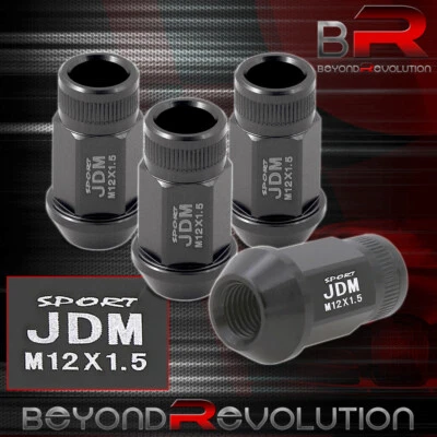 JDM 4PCS Gray Lug Nut M12X1.5MM Pitch Thread Open Extended Aluminum M12X1.5MM - Image 1 of 3