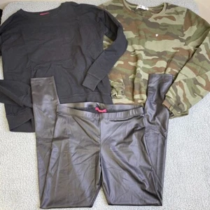 Suburban Riot Me.n.u Faux Leather Leggings Camo Sweatshirt Lot Girls 14 XL - Picture 1 of 10