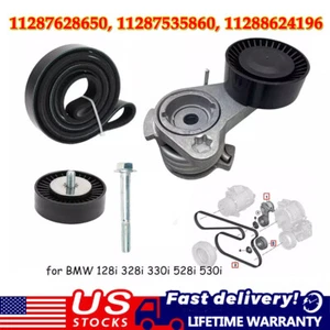 Drive Belt Idler Pulley Tensioner set For BMW 128i 325i 325xi 328i 328xi X3 N52 - Picture 1 of 11