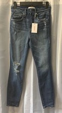 NWT Good American Good Legs Women's Size 25 Dark Wash Crop Ripped Skinny Jeans