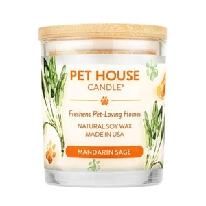 Vela para casa de mascotas mandarina salvia cera a base de plantas neutralizador de olores para mascotas - Imagen 1 de 5