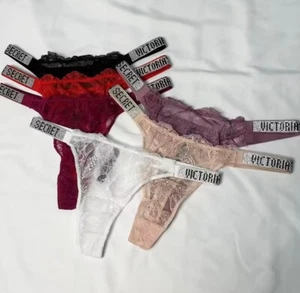 Victoria Secret LACE Shine Strap Barbados Bikini Brazilian Thong SET OF 3 S M L - Picture 1 of 10