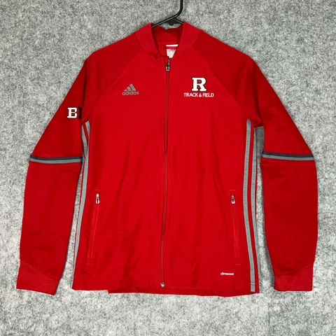 Rutgers Scarlet Knights Adidas Womens Jacket Medium Red Gray Full Zip NCAA Track Cover