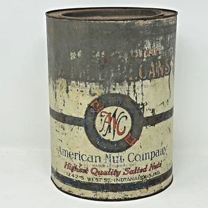 Salted Pecans litho tin round canco 10.5" nuts antique snacks display country - Picture 1 of 14