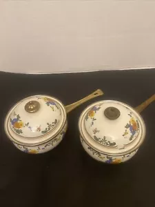 Vintage ASTA Emaillegeschirr Kochgeschirr 6" Soßenpfanne Töpfe (2) mit Deckel - Bild 1 von 13