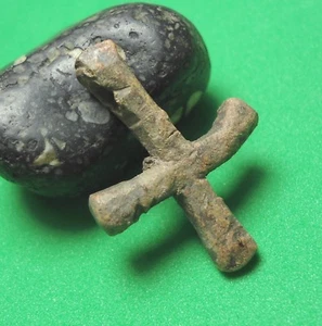 Ancient Bronze Cross Wearable Pendant Antique 9-12th century C80 - Picture 1 of 5