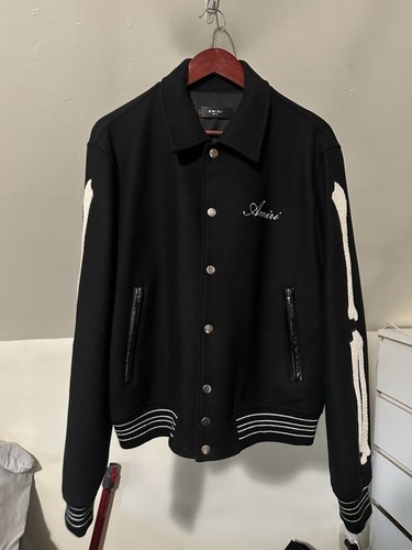 Giacca Amiri Bones Varsity bianca e nera taglia L