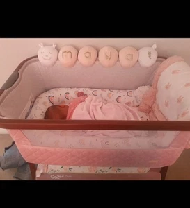 Tutti Bambini Cozee Luxe Bedside Crib Walnut Blush with Travel Bag & Mattress - Picture 1 of 10