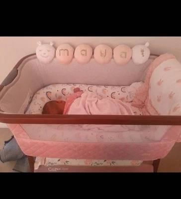 Tutti Bambini Cozee Luxe Bedside Crib Walnut Blush with Travel Bag &  Mattress - Image 1 of 4