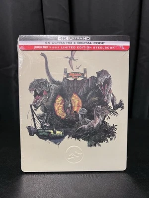 Jurassic Park Trilogy (4K Ultra HD) Limited Edition SteelBook - New - Imagem 1 de 2