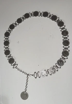 Vintage Chain Belt Silver Coins Queen Elizabeth + King George Coin Classic - Image 1 of 4