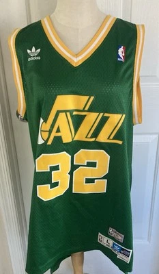 Camiseta Adidas Karl Malone “The Mailman” #32 Utah Jazz NBA tamanho grande +2 comprimento - Imagem 1 de 4