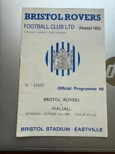 02/10/1965, BRISTOL ROVERS V WALSALL, DIVISIÓN 3 - Imagen 1 de 2
