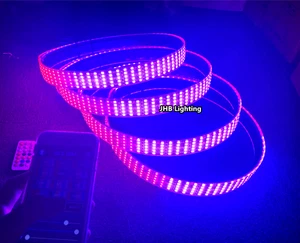 PACK (4) 15.5" 5ROWS Remote APP CHASING FLOW LED Trucks Wheel Rings Rim Lights - Bild 1 von 24