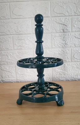 Vintage cast iron green decorative egg holder 12 holes - Image 1 of 4