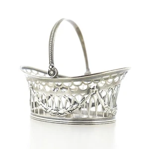 Piccolo antico cesto in argento sterling reticolato Gorham - Foto 1 di 12