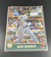 1991 Impel Line Drive 8x10 Action Photo Ricky Henderson Oakland A’s MLB Card