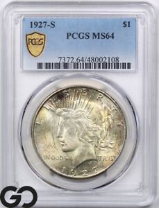 1927-S Peace Dollar PCGS MS 64 ** Rare This Nice, Better Date Silver $!
