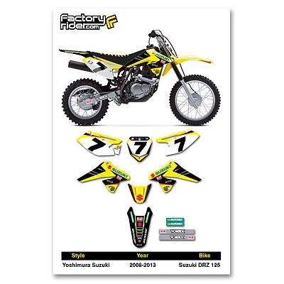 2008-2017 SUZUKI DRZ 125 Motocross Decal Dirt Bike Graphics Kit & Plates - YOSH - Image 1 of 4