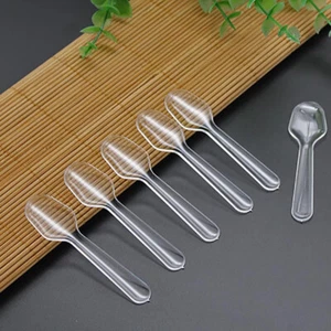 1Pack (500pcs) Disposable Clear Plastic Mini Spoon Ice Cream Sample Spoon Cake - Picture 1 of 3