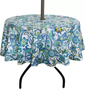 Outdoor and Indoor 60Inch round Tablecloth with Umbrella Hole and Zipper - Picture 1 of 12