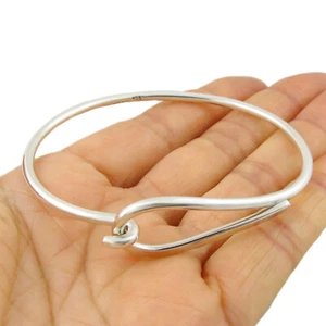 925 Sterling Silber Front Haken Armband gepunzt massiv Damen Schlaufe Armreif - Bild 1 von 6