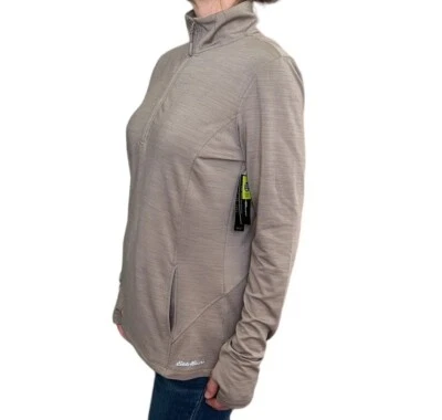 Nuevo con etiquetas Eddie Bauer Space Dye 1/4 Cremallera Pullover Performance Top Marrón/Taupe M Foto 1 de 4