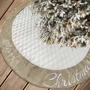 AISENO 48 Inch Christmas Tree Skirt White Thick Luxury Quilted Cotton with Bu... - Picture 1 of 12