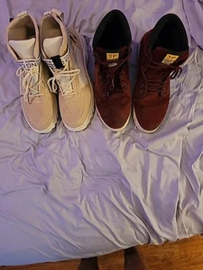 Tan And Burgundy Size 11 Hightop Suede Shoes - Picture 1 of 7