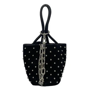 Auth ALEXANDER WANG - Black Silver Suede Hardware Handbag - Picture 1 of 11
