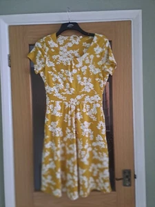 Sz 10 Mountain Warehouse Summer Dress With Pockets Ochre & White VGC 95% Cotton - Picture 1 of 6