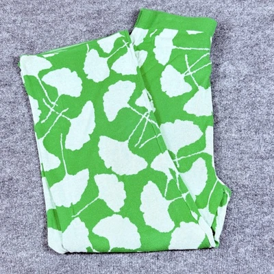 Pantalones para mujer Diane Von Furstenberg 2XL verde blanco estampado de hojas pierna ancha rayón Foto 1 de 4