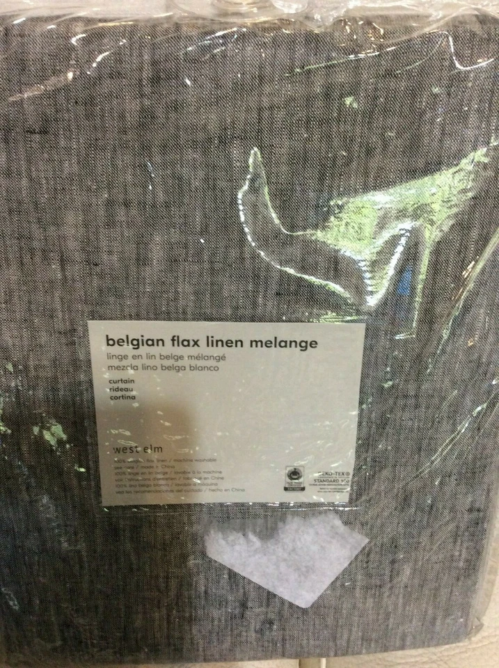 West Elm One (1) Belgian Flax Melange Linen Curtain 48x108 NIP! Slate Gray  - Image 1 of 1