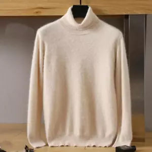 Maglione girocollo uomo puro visone cashmere maniche lunghe casual - Foto 1 di 36