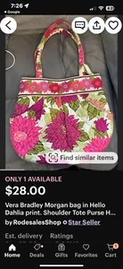 Vera Bradley Alice Kiss Lock Shoulder Bag Hello Dahlia Excellent Condition - Picture 1 of 7
