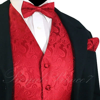 NEW Men's PAISLEY Design Dress Vest and Bow Tie & Hankie Set For Suit or Tuxedo - Image 1 of 3