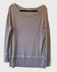 We The Free People Tunic Top Size XS North Shore Gray Waffle Thermal Oversized - Picture 1 of 10