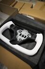 Yoke Steering Wheel For TeslaModel Y White Leather with Carbon Fiber and Heating