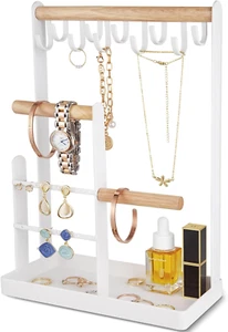 ProCase 4-stufiger Schmuck Organizer Halskette Halter mit Ring Tablett Aufbewahrungsregal weiß - Bild 1 von 11