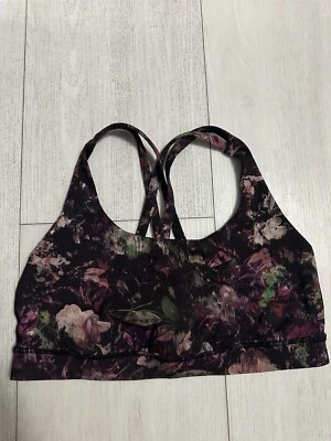 Lululemon Energy Sports Bra Floral Illusion Antique White Multi Sz 8 - Image 1 of 4