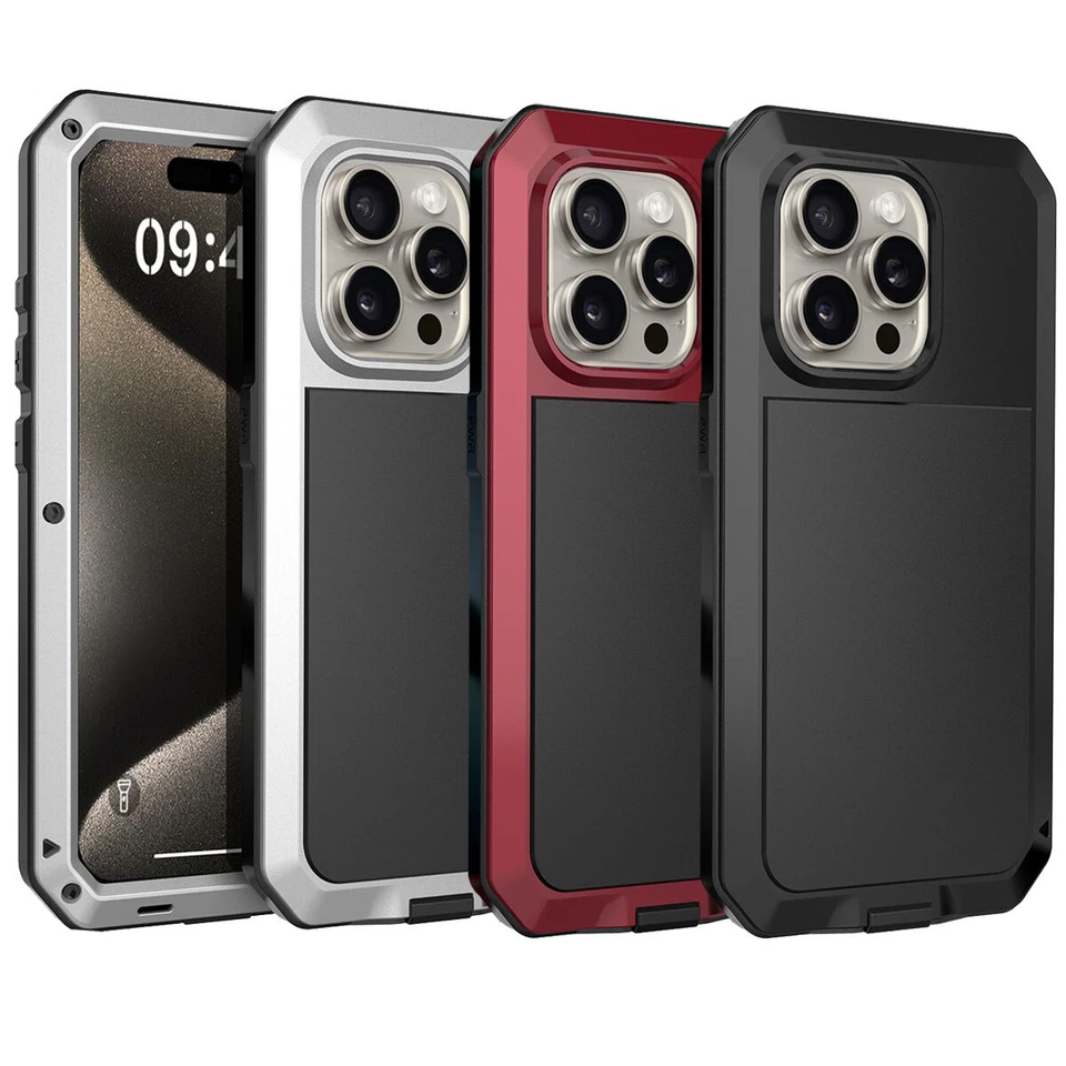 Funda protectora de metal blindada de alta resistencia para iPhone 16 15 14 13 12 11 Pro Max 8 7 SE 3 Foto 1 de 4