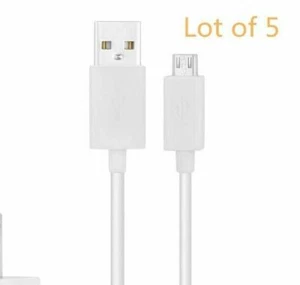5X White Micro USB data charger cable 24AWG SKN6458A for android phone tablets - Picture 1 of 5