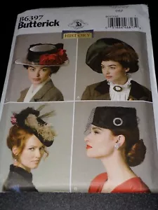 🌺 BUTTERICK #B6397 - LADIES EDWARDIAN-VICTORIAN MILLINERY HATS PATTERN XS-LG FF - Picture 1 of 2